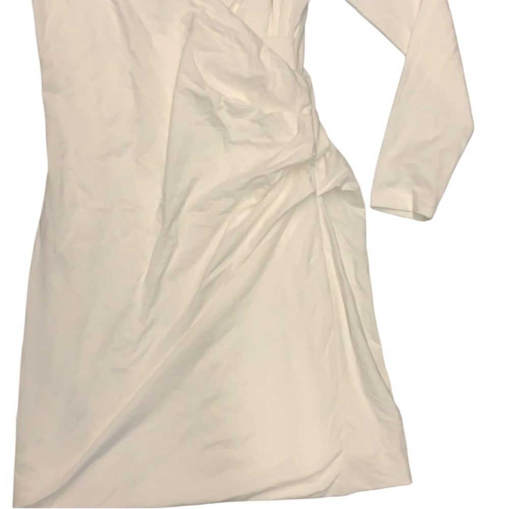 Athleta white wilder dress long sleeve ruched faux wrap size XS - Picture 6 of 7